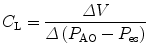 
$$ {C}_{\mathrm{L}}=\frac{\varDelta V}{\varDelta \left({P}_{\mathrm{AO}}-{P}_{\mathrm{es}}\right)} $$
