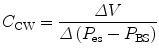 
$$ {C}_{\mathrm{CW}}=\frac{\varDelta V}{\varDelta \left({P}_{\mathrm{es}}-{P}_{\mathrm{BS}}\right)} $$
